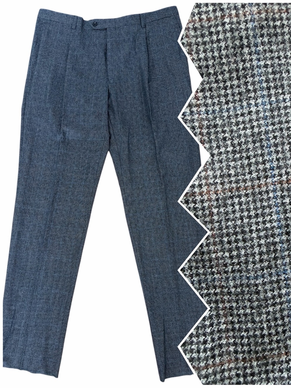 Hart Schaffner Marx 100% Worsted Wool Pleated Dress Pants 42 Regular Glen Plaid